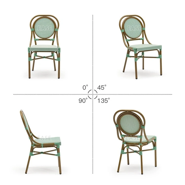 Flower Rattan French Chair Green Patio Outdoor Chair