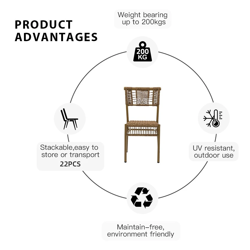 PE Rope Outdoor Dining Chairs high quality