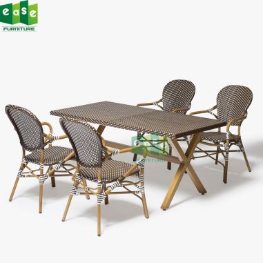 Ratanový nábytok patio jedálenský set stôl so 4 stoličkami